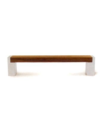 Bügelgriff Nuß lackiert/Sockel Chrom matt LA 128mm 29414012861
